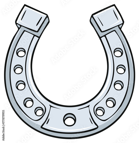 Shiny Horseshoe Illustration Luck and Tradition Equestrian Symbol Design Steel Metal Horseshoe with Nail Holes for Protection and Charm