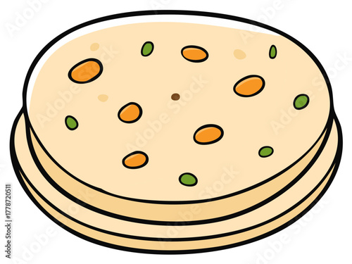 Pile of Chapati Flatbread Cartoon Illustration for Asian Cuisine