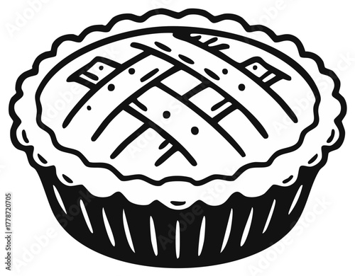 Delicious homemade pie with a classic lattice crust and ruffled edge traditional baked dessert illustration