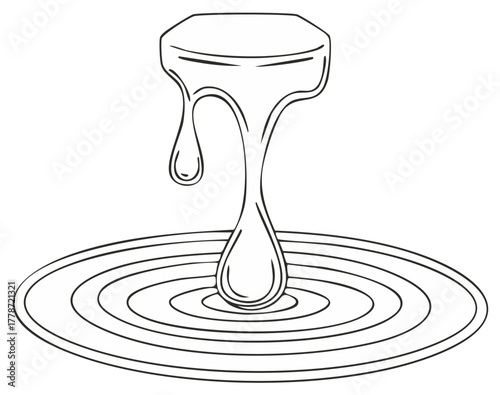 Single Water Drop Falling Creating Expanding Circular Ripples Illustration