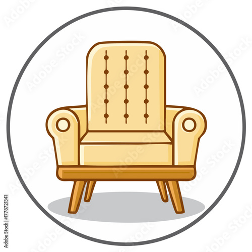 Cartoon Armchair Illustration Icon Vector Armchair furniture chair sofa seat comfort design