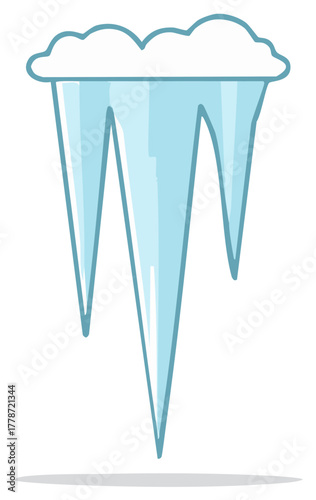 Cute fluffy white cloud with sharp blue icicles hanging down winter weather symbol