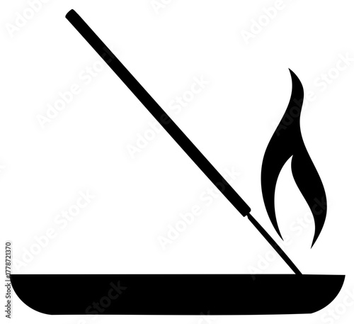 Fragrant Incense Stick Burning in Holder Creating Smoke and Flame for Relaxation