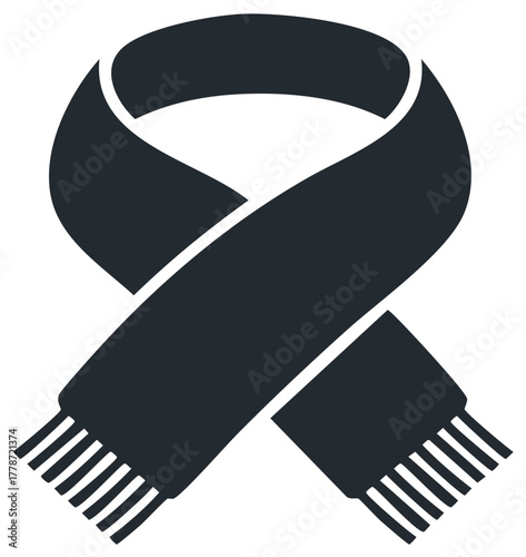 Dark blue scarf illustration, design for winter clothing, accessory, vector