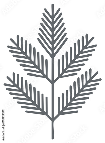 Simple stylized spruce branch illustration, minimalistic design.