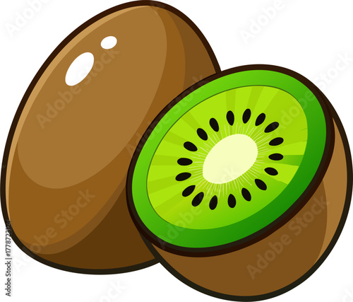Kiwi Vector Illustration | Fresh Green Fruit Clipart | Healthy Tropical Food Design