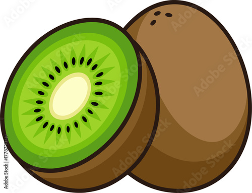 Kiwi Vector Illustration | Fresh Green Fruit Clipart | Healthy Tropical Food Design