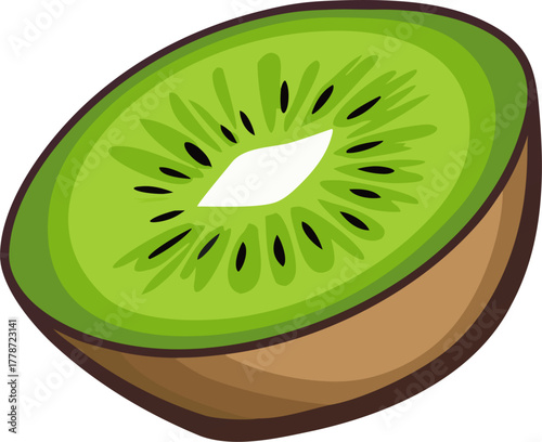 Kiwi Vector Illustration | Fresh Green Fruit Clipart | Healthy Tropical Food Design