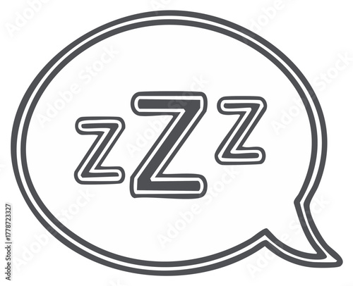 Zzz letters in speech bubble icon representing sleeping and snoring hand drawn doodle illustration