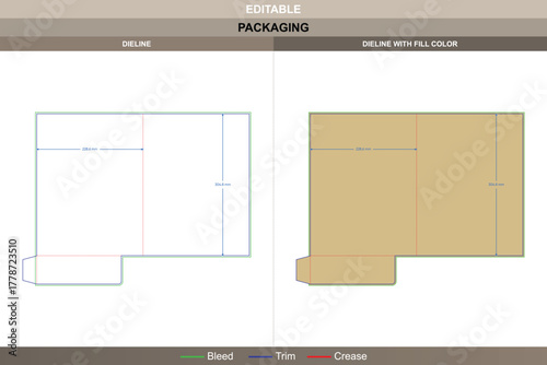 Presentation folder dieline produced by refined vector tracing ensuring printing steadiness packaging fold balanced die line layout builds organized folder with visual appeal
