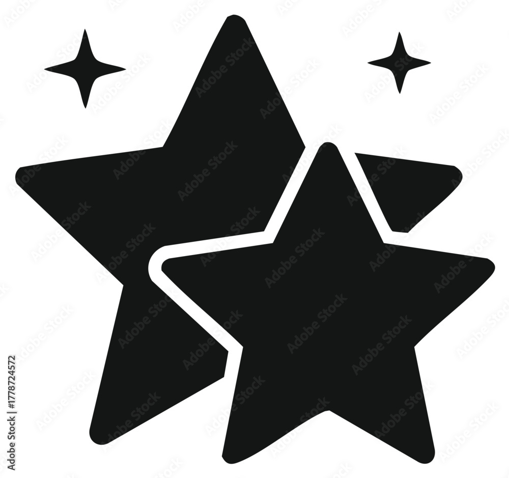 Fototapeta premium Stylized stars icon with sparkle shapes, representing success, achievement, and positive feedback