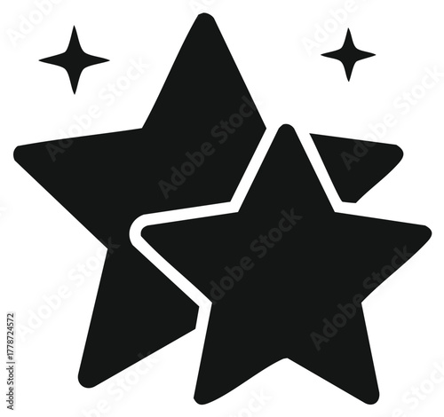 Stylized stars icon with sparkle shapes, representing success, achievement, and positive feedback