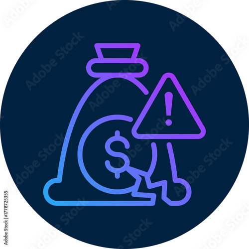 Insolvency  icon for bankruptcy , website, application, printing, document, poster design, etc