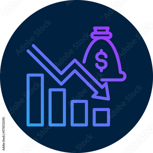 Recession  icon for bankruptcy , website, application, printing, document, poster design, etc