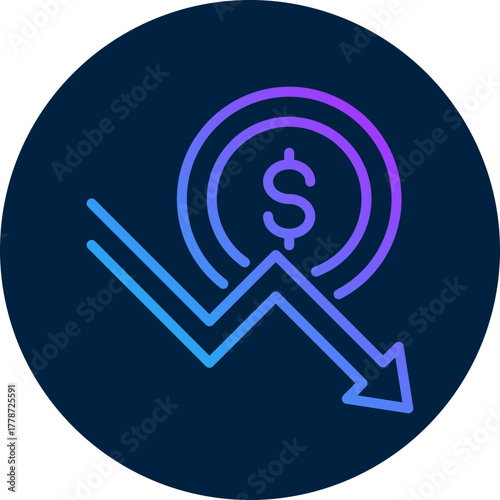 Failure  icon for bankruptcy , website, application, printing, document, poster design, etc