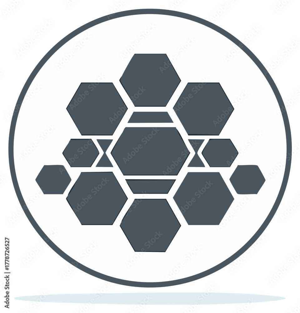 Fototapeta premium Arrangement of Hexagons Inside Circle Geometric Design