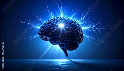 Brain electrical activity flash symbolizes epilepsy, neurological disorder, and medical science.
