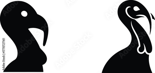 Basic Two silhouette profiles of turkey heads facing each otherRGB