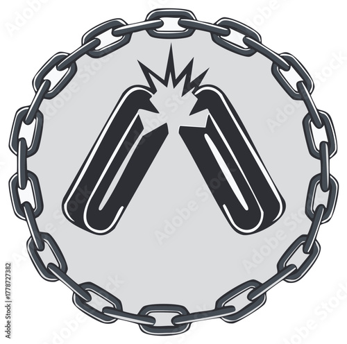 Conceptual design of broken chains, freedom or breaking free illustration.
