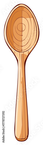 Wooden spoon illustration with natural wood grain texture for cooking and kitchen themes