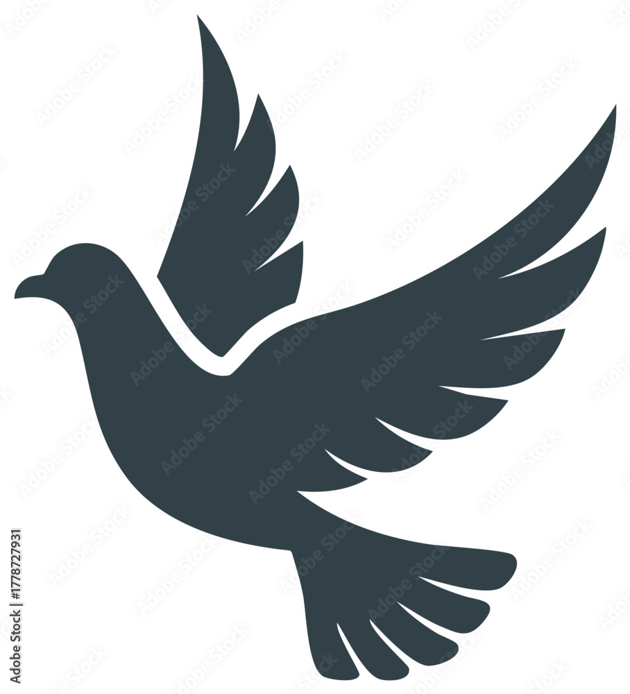 Fototapeta premium Soaring Bird Silhouette Symbol of Peace Hope and Freedom Elegant Dark Blue Gray Art