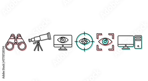 Surveillance Equipment Collection: Monitoring and Observation Tools for Security and Investigation, Emphasizing Privacy, Data Protection, and Technological Espionage, Ideal for Presentations, Websites