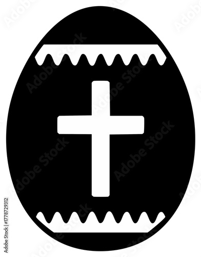 Christian Easter egg silhouette with a cross symbol for religious holiday celebration
