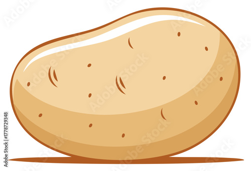 Single Potato Cartoon Illustration Showing Fresh Produce For Healthy Eating and Nutrition