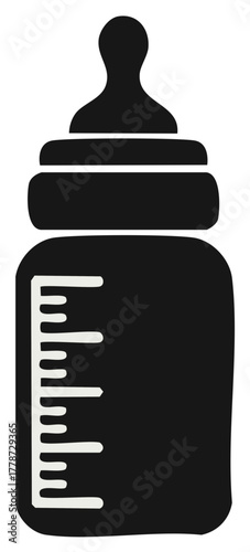 Baby bottle icon with measurement markings for infant feeding and nutrition
