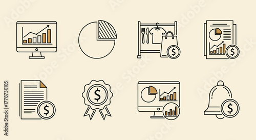 Financial Data Analysis and E-Commerce Sales Growth Tracking Through Digital Charts, Graphs, and Notifications for Business Success and Investment Opportunities, Presenting a Modern Style with Clean V