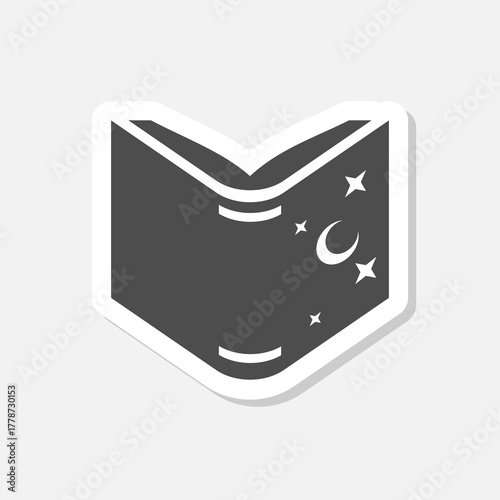 Magic book logo sticker isolated on gray background
