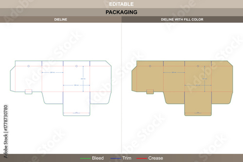 Custom dimensions lock top boxes file dieline produced using vector clarity enhancing printing setup packaging structure precise die line pattern maintains top lock stability