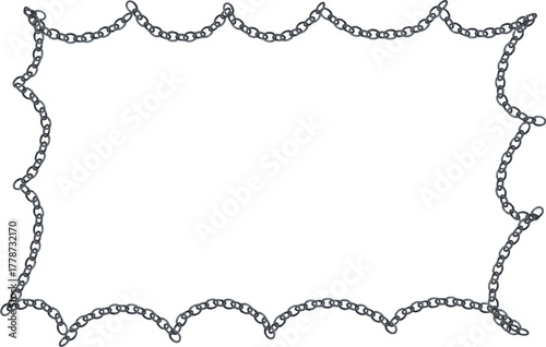 チェーンリングのギザギザ状のラインフレーム　Adobe Illustrator Artwork
