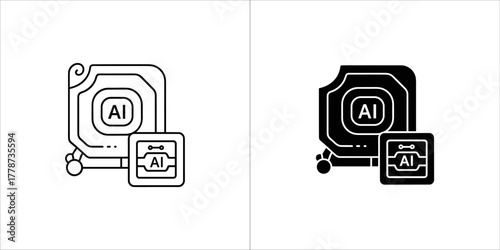 Artificial intelligence chip and processor icon