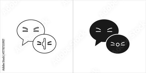Speech bubble icons with angry faces