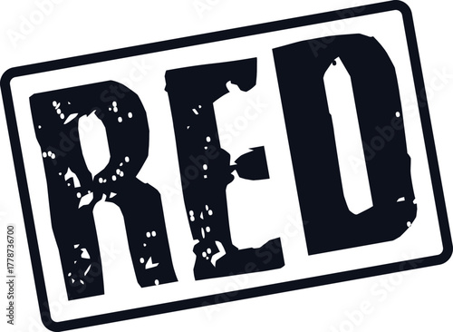 Distressed Red Word Stamp Graphic for Color Themed Projects and Design Elements