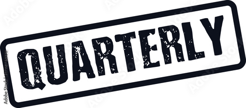 Authentic Distressed Grunge Texture Black Rubber Stamp Style Imprint of the Word Quarterly