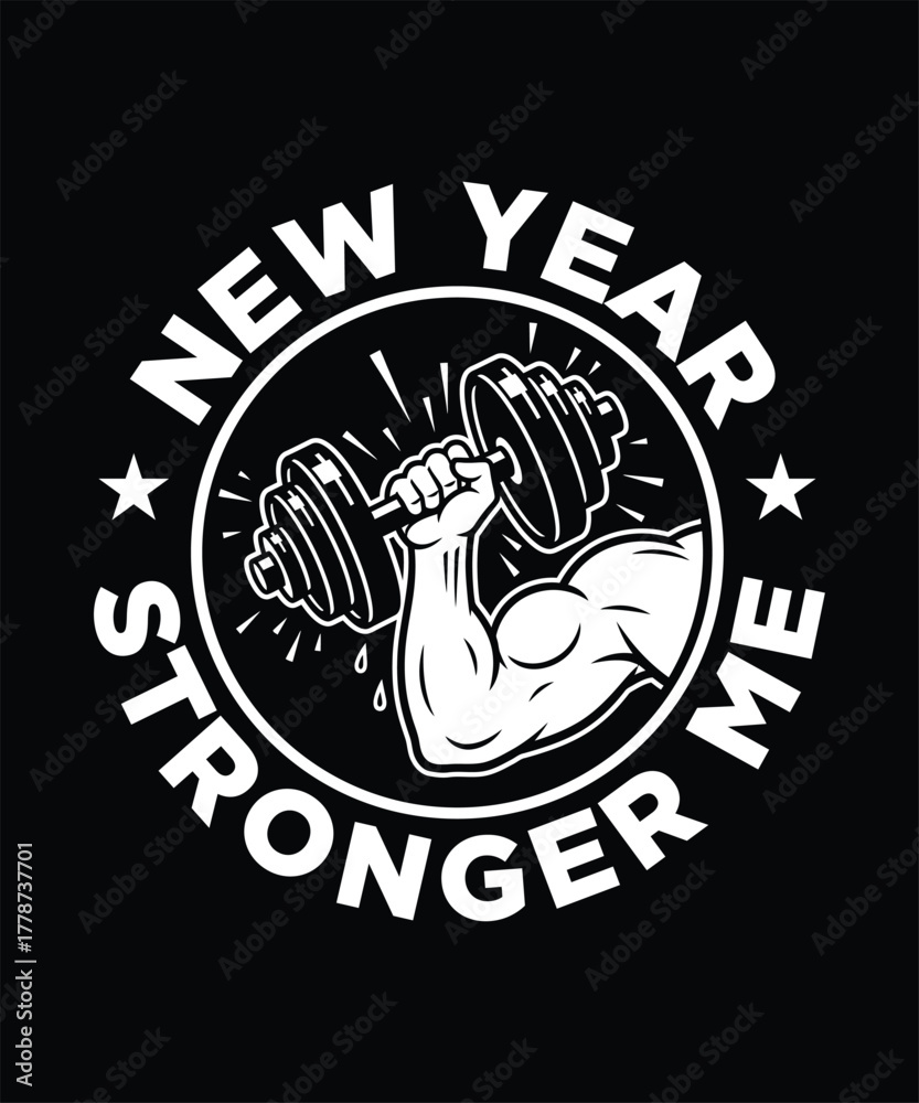 Fototapeta premium New year gains same grind gym workout t shirt design