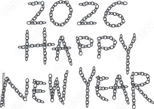 チェーンリングの2026 HAPPY NEW YEARイラスト　Adobe Illustrator Artwork