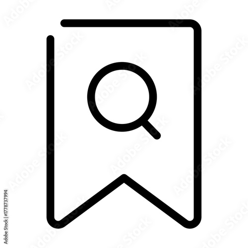 Bookmark icon with magnifying glass for finding saved items.