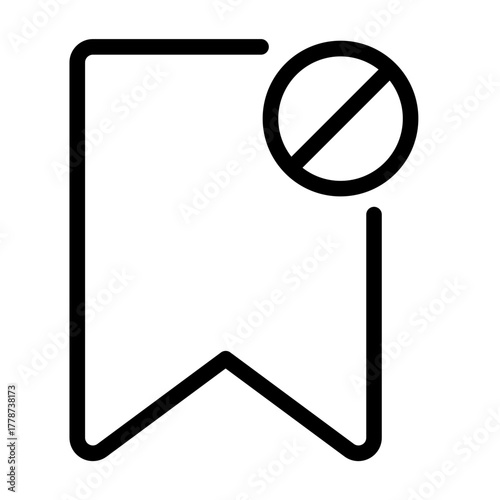Bookmark icon with block symbol for restricted or disabled saved items.