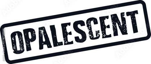 Opalescent Luminous Word Stamp Representing Iridescent Qualities and Shimmering Effects