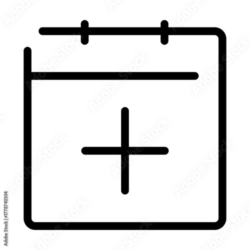Minimal calendar icon with plus symbol for creating or adding new events.