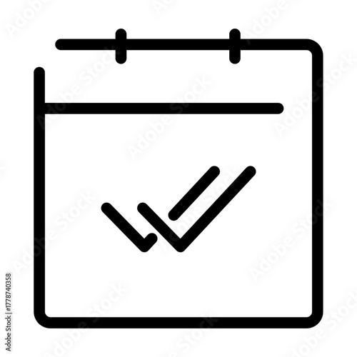 Calendar icon featuring double check marks for verified or confirmed schedules.