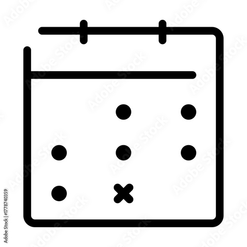 Calendar with event dots and X for canceled appointments or removed schedules.