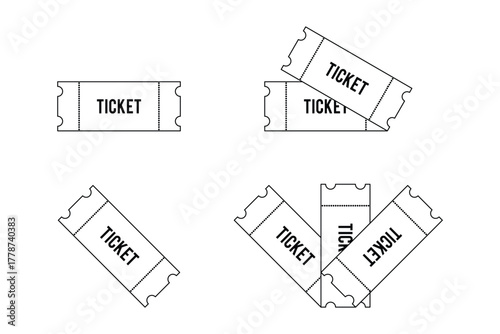  ticket different style icon set . Ticket icon  set on white background. Vector illustration . eps 10 
