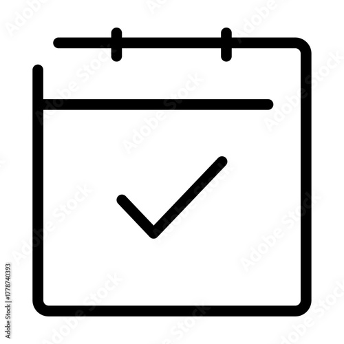 Calendar icon with check mark for completed schedules, confirmed events, or approved dates.