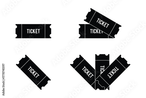  ticket different style icon set . Ticket icon  set on white background. Vector illustration . eps 10 