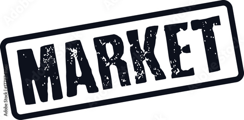 Dynamic Market Word Stamp Grunge Effect for Business Growth and Economic Themes