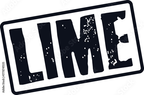 Distressed Lime word mark in a rectangular frame with textured grunge effect